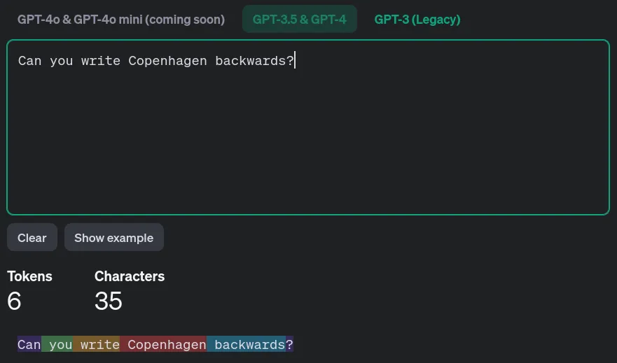 "Copenhagen" tokenized into just one token